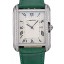 Cartier Tank Anglaise 36mm White Dial Diamonds Steel Case Green Leather Bracelet