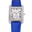 Cartier Tank MC Stainless Steel Diamond Case White Dial Blue Leather Strap 622172