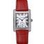 Cartier Tank MC Stainless Steel Diamond Case White Dial Red Leather Strap 622173