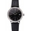 Cheap Copy IWC Portofino Black Dial Stainless Steel Case Diamonds Bezel Black Leather Strap