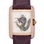 Cheap Replica Cartier Tank Anglaise White Dragon Dial Diamonds Gold Case Purple Leather Bracelet
