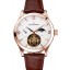 Cheap Replica Jaeger LeCoultre Master Moonphase Tourbillon White Dial Rose Gold Case Brown Leather Strap