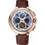 Copy Cartier Ballon Bleu Flying Tourbillon Chronograph White Dial Rose Gold Case Brown Leather Strap