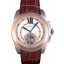 Copy Cartier Calibre Flying Tourbillon White Dial Two Tone Case Brown Leather Bracelet