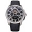Copy Cartier Calibre Tourbillon Black Dial Stainless Steel Case Black Leather Strap 622752