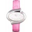 Copy Chopard Luxury Silver Bezel with White Dial and Pink Leather Strap 621543