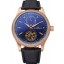 Copy Jaeger-LeCoultre Master Tourbillon Dualtime Black Dial Gold Case With Diamonds Brown Leather Strap 622783