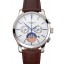 Copy Luxury Patek Philippe Chronograph White Dial Blue Hands Stainless Steel Case Brown Leather Strap