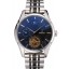 Copy Omega De Ville Moonphase Tourbillon Black Dial Stainless Steel Case Two Tone Black Steel Bracelet