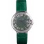 Fake Cartier Ballon Bleu Silver Bezel with Green Dial and Green Leather Band 621553
