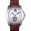 Fake Cartier Calibre Flying Tourbillon White Dial Stainless Steel Case Brown Leather Bracelet