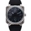 Fake Luxury Bell and Ross BR 01-92 Black Dial Silver Case Black Leather Strap