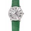 Fake Luxury Cartier Ronde Louis Silver Diamond Case White Dial Green Leather Bracelet 1454012