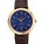 Fake Omega DeVille Prestige Small Seconds Blue Dial Gold Case Brown Leather Bracelet 622601