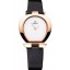 Fake Omega Ladies Watch White Dial Gold Case Black Leather Strap 622820