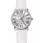 Fake Replica Cartier Ronde Louis Silver Diamond Case White Dial White Leather Bracelet 1454010