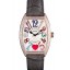 Franck Muller Heart Diamond Gold Bezel Grey Leather Band 621591