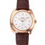 Hermes Dressage White Dial Rose Gold Case Brown Leather Strap