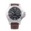 Hot Panerai Luminor Brushed Stainless Steel Case Black Dial Dark Brown Leather Strap