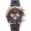 Imitation Breitling Chronomat Black Dial Rose Gold Bezel And Subdials Stainless Steel Case Black Rubber Strap