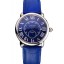 Imitation Cartier Ronde Louis Cartier Blue Dial Stainless Steel Case Blue Leather Strap
