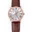 Imitation Cartier Ronde Louis Gold Diamond Case White Dial Brown Leather Bracelet 1454006