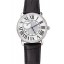 Imitation Cartier Ronde Louis Silver Diamond Case White Dial Black Leather Bracelet 1454011