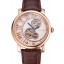 Imitation Cartier Rotonde De Cartier Flying Tourbillon White Dial Rose Gold Numerals Rose Gold Case Brown Leather Strap