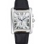 Imitation Cartier Tank MC White Dial Stainless Steel Case Black Leather Bracelet 622689