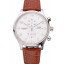 Imitation Luxury IWC Portugieser Chronograph White Dial Steel Hands And Numerals Stainless Steel Case Brown Leather Strap