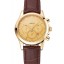 Imitation Omega Chronograph Gold Dial Gold Case Brown Leather Strap
