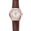 Imitation Omega De Ville Prestige Ladies White Dial Rose Gold Case Brown Leather Strap