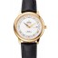 Imitation Omega De Ville Prestige White Dial Gold Case Black Leather Strap