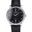 Imitation Patek Philippe Swiss Calatrava Ribbed Bezel Black Dial Black Leather Strap 7661
