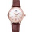 IWC Portofino Moon Phase Silver Dial Rose Gold Case Diamonds Bezel Brown Leather Strap