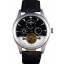 Jaeger Lecoultre Tourbillon Perpetuel Silver Bezel Black Leather Band 621614