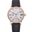 Knockoff Cartier Ronde Second Time Zone White Dial Gold Case With Diamonds Black Leather Strap 622809