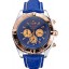 Knockoff Designer Breitling Chronomat Blue Dial Rose Gold Bezel And Subdials Stainless Steel Case Blue Leather Strap