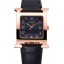 Knockoff Hermes Heure H Black Dial Gold Case Black Leather Strap