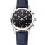 Knockoff Omega Chronograph Black Dial Stainless Steel Case Blue Leather Strap