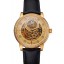 Knockoff Swiss Patek Philippe Complications Openworked Dial Gold Case Diamond Bezel Black Leather Strap