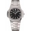 Luxury Fake Swiss Patek Philippe Nautilus Black Dial Stainless Steel Bracelet 1453947