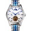 Omega De Ville Moonphase Tourbillon White Dial Stainless Steel Case Two Tone Steel Blue Bracelet