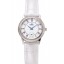 Omega De Ville Prestige Small Seconds White Dial Diamond Bezel Stainless Steel Case White Leather Strap