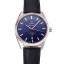 Omega Globemaster Blue Dial Stainless Steel Case Black Leather Strap