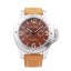 Panerai Luminor Brushed Stainless Steel Case Brown Dial Brown Leather Strap