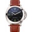 Panerai Luminor Marina 1950 Black Dial Brushed Steel Case Light Brown Leather Strap