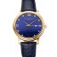 Patek Philippe Calatrava Date Blue Embossed Dial Gold Case Blue Leather Strap