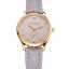 Patek Philippe Calatrava Gray Dial Diamond Markings Gold Case Gray Leather Strap