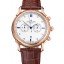 Patek Philippe Chronograph White Dial With Blue And Diamond Markings Rose Gold Case Brown Leather Strap